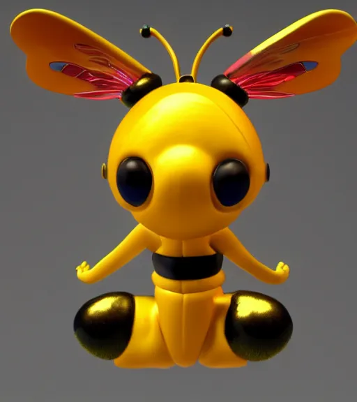 Image similar to a sculpture of cartoon bee by ray tracing, octane redner brilliantly coloured, trending on artstation, unreal engine, hdr, polished