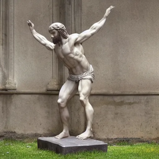 Prompt: jesus christ benchpressing, roman sculpture