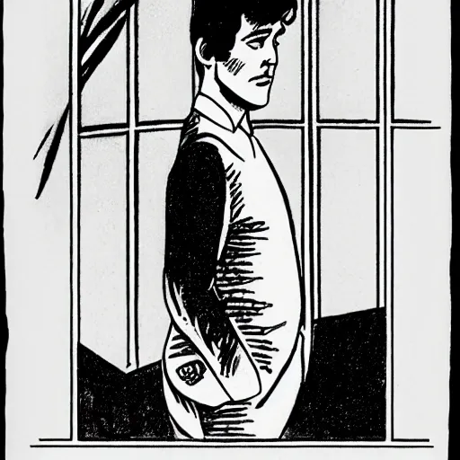 Prompt: a character drawn by David Mazzucchelli, portrait
