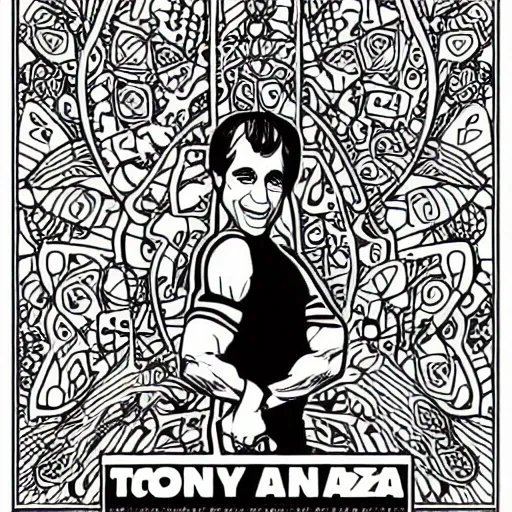 Image similar to Tony Danza coloring book page, black and white