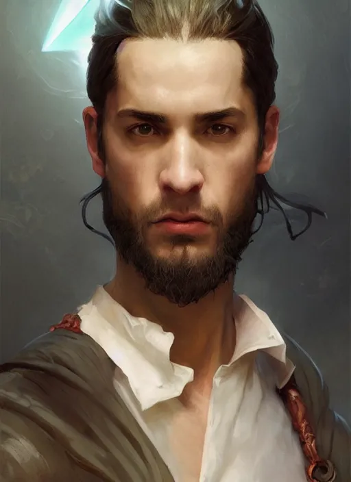 Image similar to character concept portrait of an attractive young angry Spanish wizard with pale red skin enchanting a flaming spell, a floating iridescent spell book in the center, intricate, elegant, digital painting, concept art, smooth, sharp focus, illustration, from Metal Gear, by Ruan Jia and Mandy Jurgens and William-Adolphe Bouguereau, Artgerm