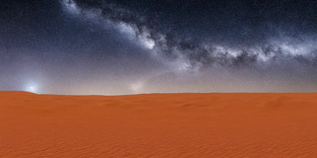 Image similar to desert with sky with starscinematic, highly detailed wide, atmospheric lighting, kekai kotaki style