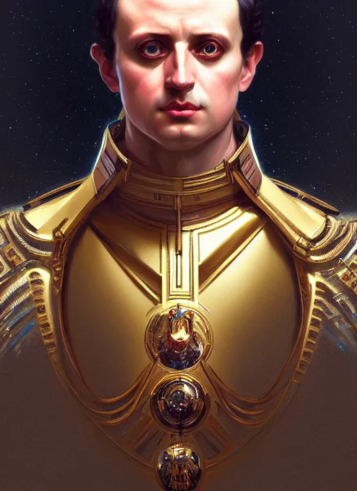 Prompt: symmetry!! portrait of napoleon bonaparte, sci - fi, tech wear, glowing lights!! intricate, elegant, highly detailed, digital painting, artstation, concept art, smooth, sharp focus, illustration, art by artgerm and greg rutkowski and alphonse mucha