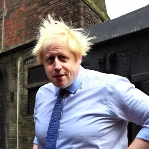 Image similar to boris johnson dressed as a greased piglet