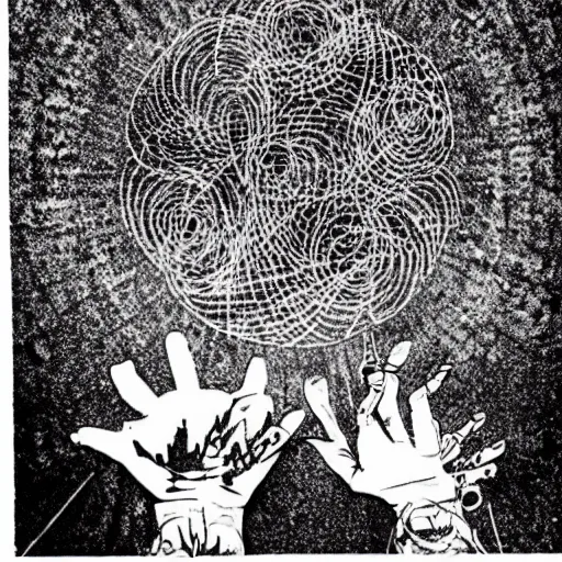 Prompt: A land art. A rip in spacetime. Did this device in her hand open a portal to another dimension or reality?! Things Stranger by Margaret Modlin, by Walt Kelly mild, ✨