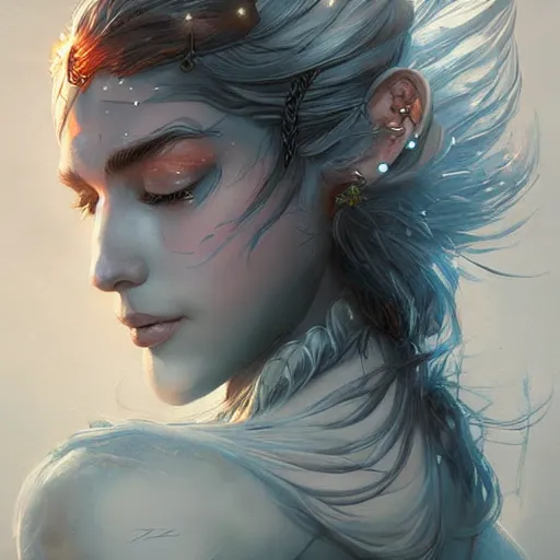 Image similar to lunar goddess, d & d, fantasy, portrait, highly detailed, digital painting, trending on artstation, concept art, sharp focus, illustration, art by artgerm and greg rutkowski and magali villeneuve