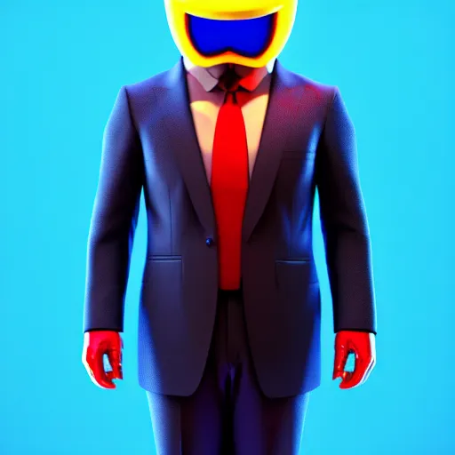 Image similar to Pac-Man wearing a suit, octane render, 3d render, trending on artstation