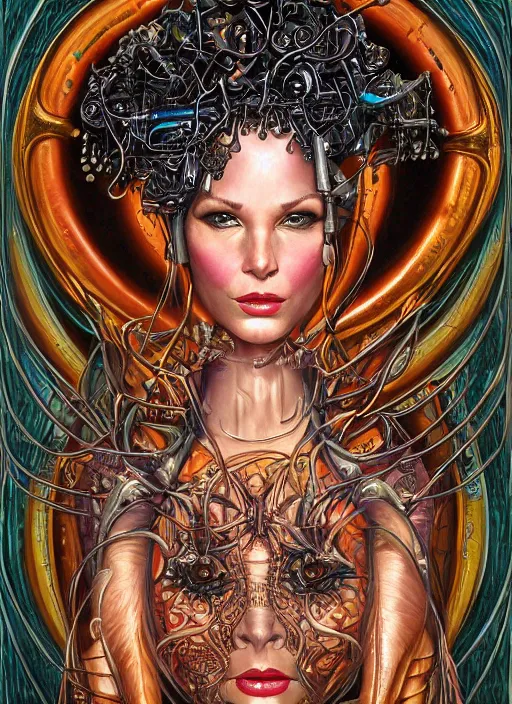 Image similar to biopunk genie portrait by julie bell, intricate biopunk patterns, detailed