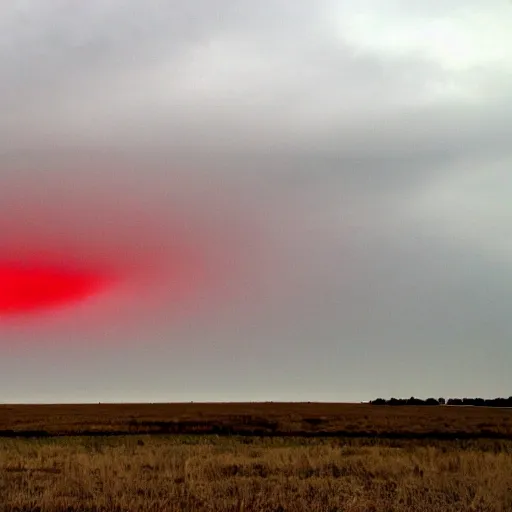 Image similar to a black and red hole in the middle of the sky in kansas cloudy scary creepy