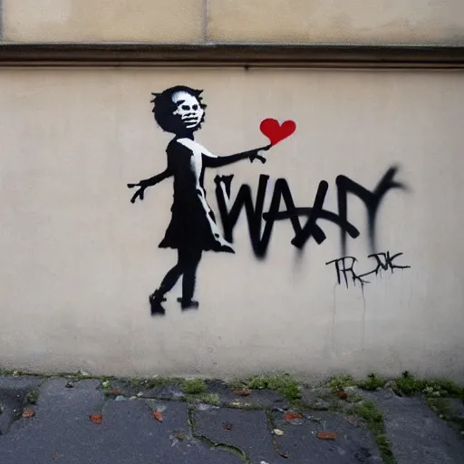 Image similar to wall with famous banksy graffiti