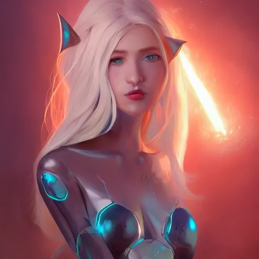 Prompt: a painting of an female elf wearing a skintight dress with blonde hair and blue eyes. by tooth wu and wlop and beeple and greg rutkowski. trending on artstation, highly detailed, volumetric lightning