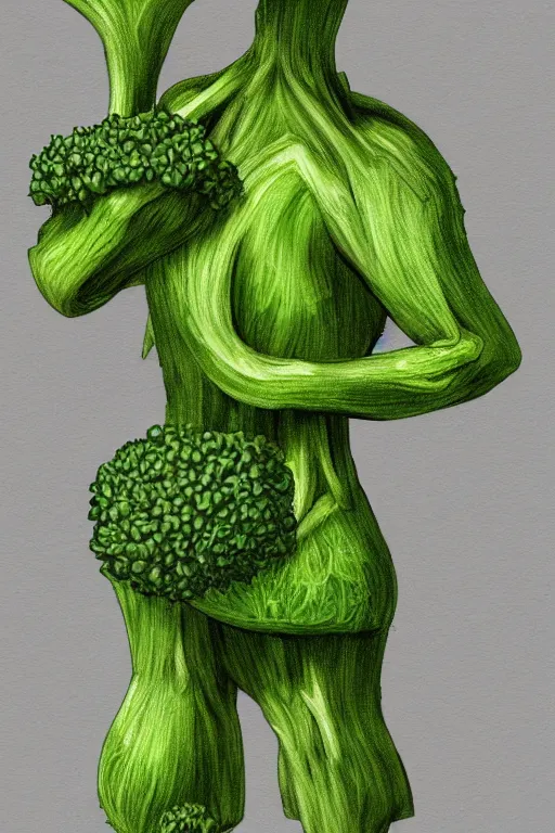 Image similar to ripped broccoli chad, full body, human figure, highly detailed, digital art, sharp focus, trending on art station, anime art style