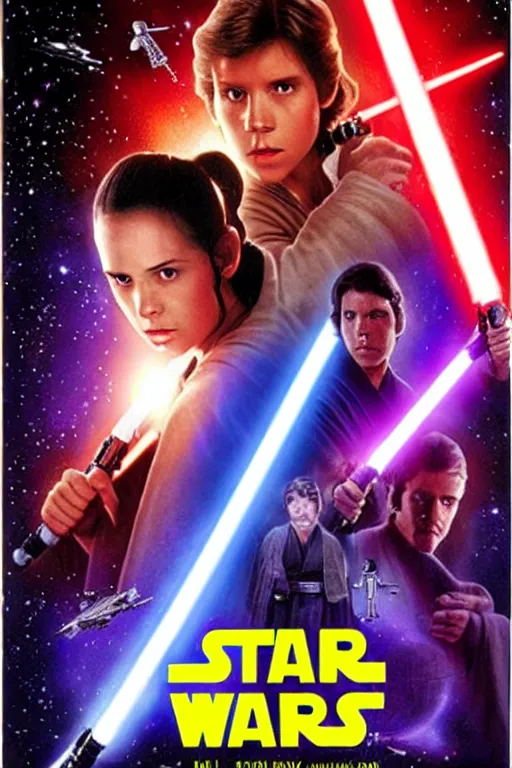 Prompt: Star Wars a new Jedi purple light saber,movie poster