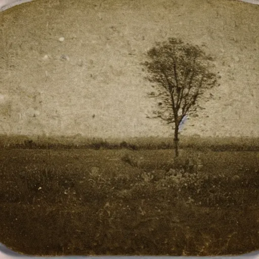 Image similar to landscape photograph from the 1700s, faded, blurry, first ever photograph