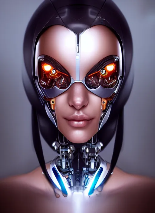 Image similar to portrait of a cyborg woman by Artgerm, biomechanical, hyper detailled, trending on artstation