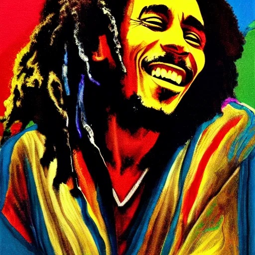 Prompt: bob marley einstein portrait