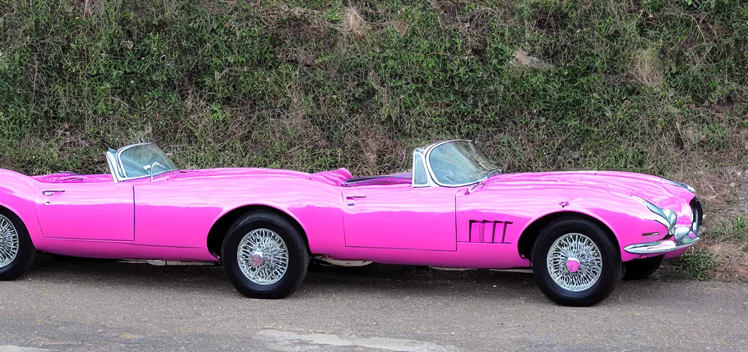 Prompt: pink jaguar 1 9 6 6