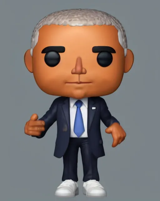 Image similar to full body 3d render of Barack Obama as a funko pop, studio lighting, white background, blender, trending on artstation, 8k, highly detailed