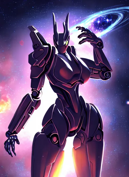 Image similar to cinematic goddess shot, cosmic sized perfectly proportioned stunning beautiful hot anthropomorphic robot mecha female dragon, in space, nebula background, larger than galaxies, holding galaxy, sharp claws, sleek silver armor, epic proportions, epic size, epic scale, digital art, furry art, macro art, dragon art, giantess art, warframe fanart, furaffinity, deviantart