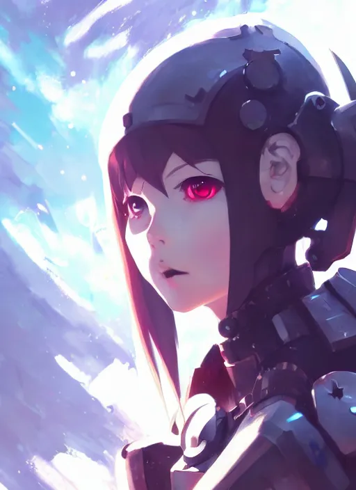 Image similar to portrait of cute goth girl in cyber armor, warhammer, illustration concept art anime key visual trending pixiv fanbox by wlop and greg rutkowski and makoto shinkai and studio ghibli