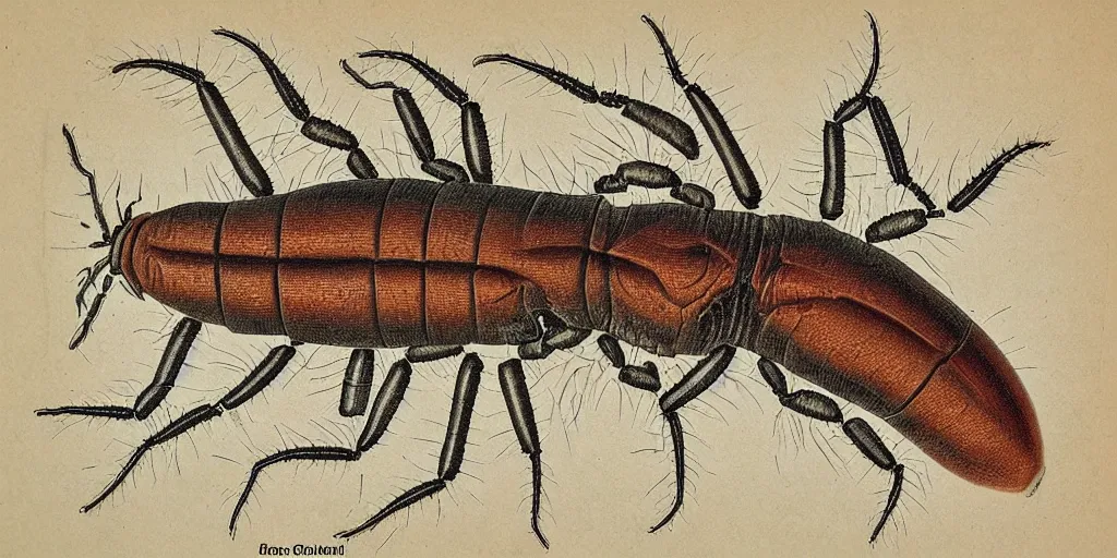 Image similar to Intricate detailed scientific illustration, Polyphagous shot-hole borer, vintage,