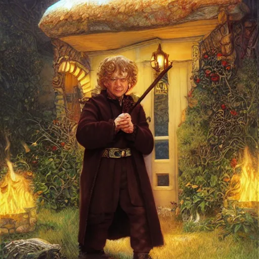 Prompt: Bilbo Baggins by Mark Brooks, Donato Giancola, Victor Nizovtsev, Scarlett Hooft, Graafland, Chris Moore