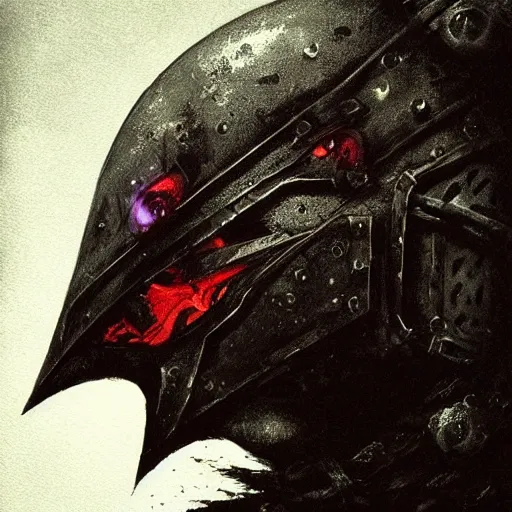 Image similar to crow skull knight helmet, grimdark, fantasy, trench crusade, terrifying, dark, fog, atmospheric cold lighting, dark souls, hyperrealistic, art by sparth