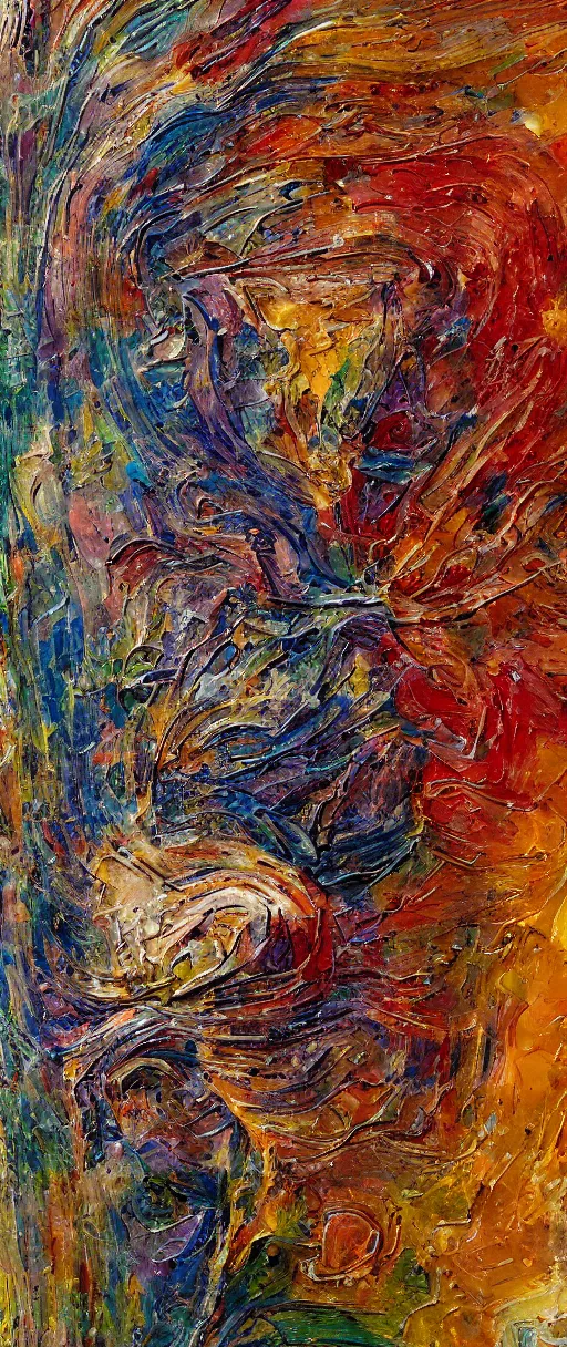 Prompt: texture of 3d high relief abstract brain with neurons firing painted in the style of the old masters, painterly, thick heavy impasto, expressive impressionist style, painted with a palette knife