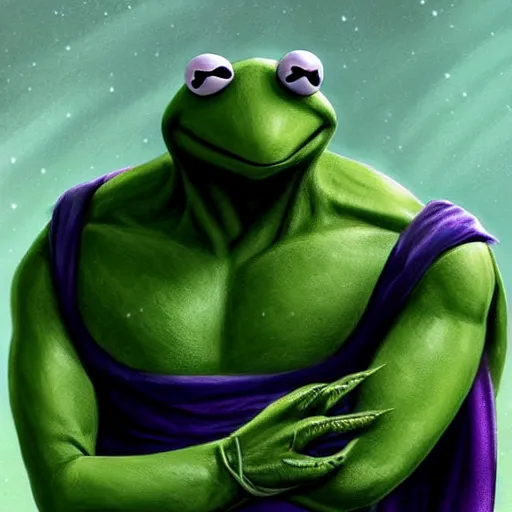 Image similar to kermit the frog as thanos, by ross tran