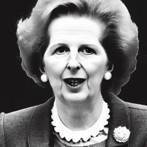 Prompt: margaret thatcher falling from a cliff