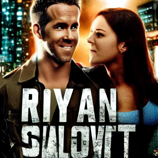 Image similar to poster for a romantic movie featuring ryan reynolds as sgt chase meeting the love of his life tiffany in prison, cyberpunk setting, 4 k resolution, on on imax