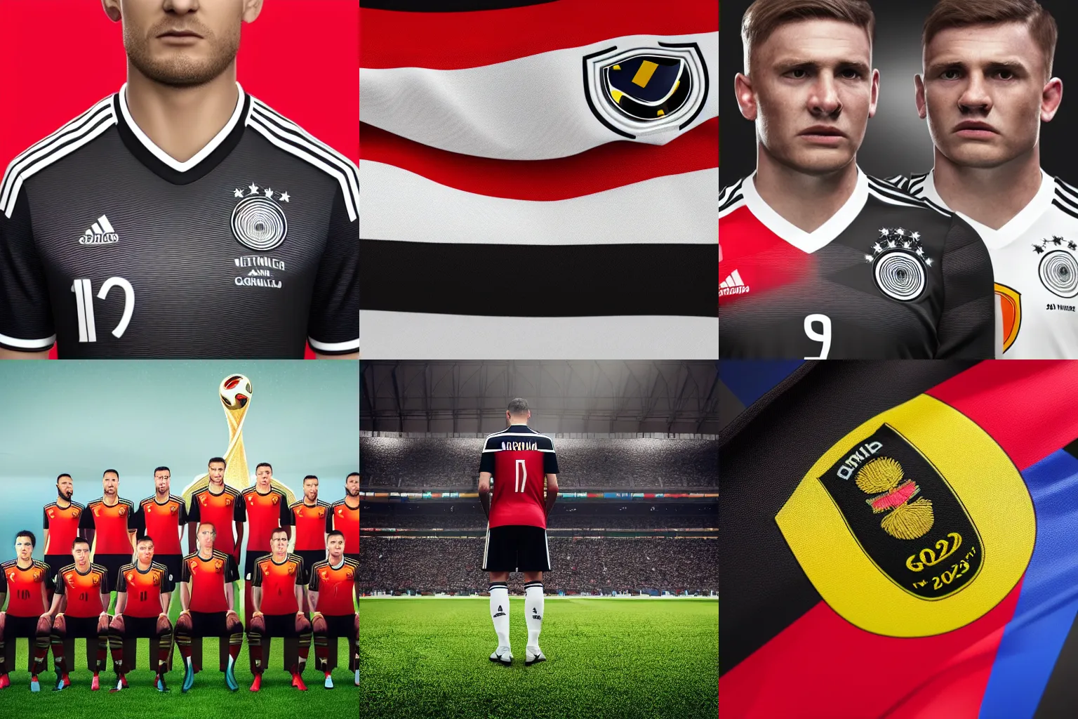 Prompt: germany home kit for the 2 0 2 2 world cup, studio photo, 4 k, highly detailed, close up, 3 d render