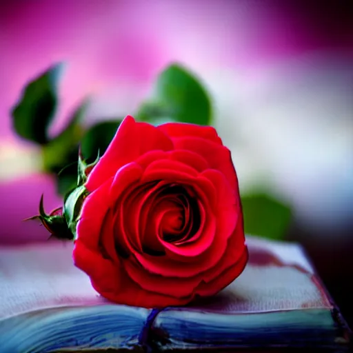 Prompt: beautiful rose surrounded by the word love