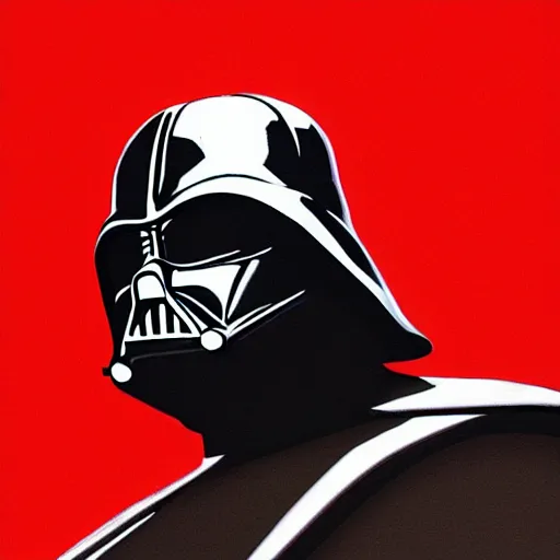 Prompt: darth vader, profile pic, red background, accurate anatomy, highly detailed, digital art, epic,