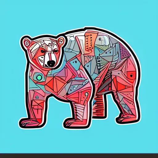 Image similar to Cyborg polar bear, sticker, highly detailed, colorful, illustration, drama, smooth and clean vector curves, no jagged lines, vector art, smooth