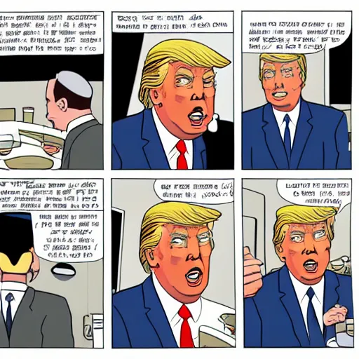 Image similar to donald trump eating nuclear missiles, by chris ware