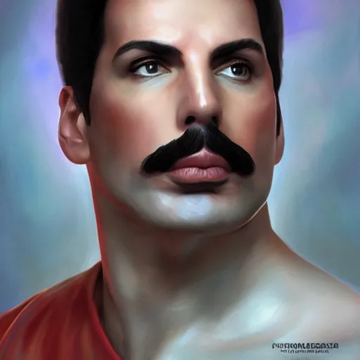 Prompt: portrait of freddie mercury playing mario after hitting the gym for one year, fantasy, intricate, elegant, highly detailed, digital painting, artstation, concept art, matte, sharp focus, illustration, art by aenaluck and roberto ferri and greg rutkowski, digital painting