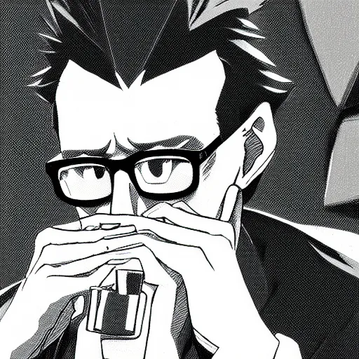 Prompt: gendo ikari smoking a joint, ultrarealistic