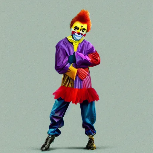 Prompt: UHD photorealistic Vitalik Buterin wearing a clown costume with accurate clown makeup by Greg Rutkowski