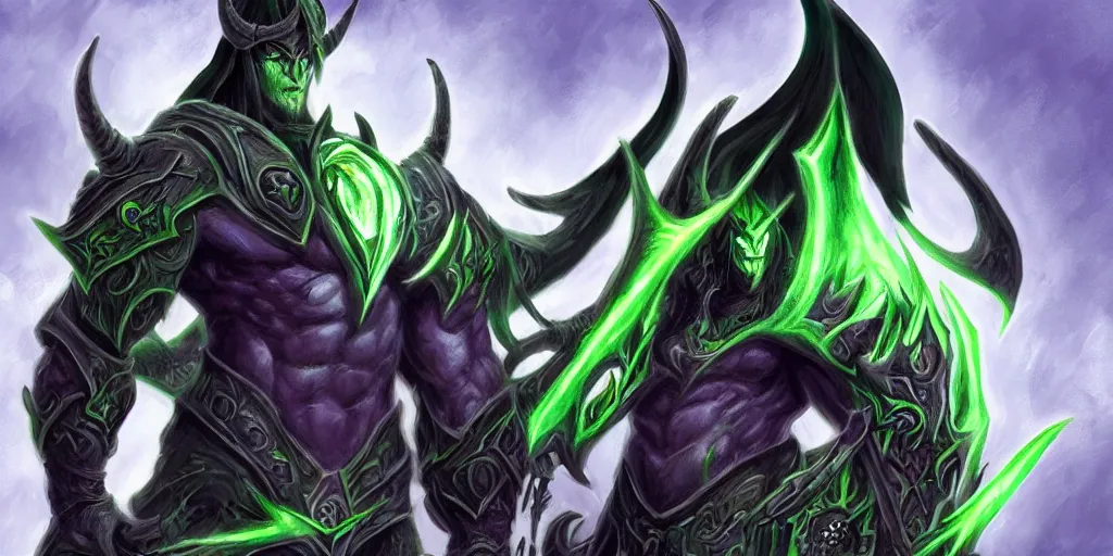 Image similar to illidan stormrage the demon hunter with his blades ultra details background trending on artstation digital painting drawn by a professional artist