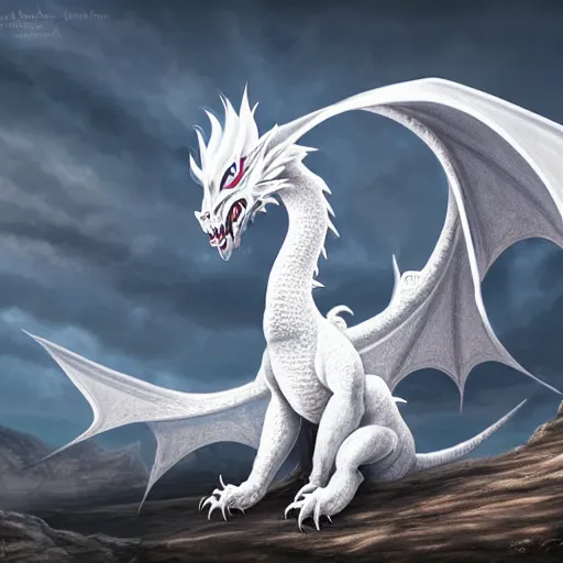 Image similar to a beautiful white dragon on the Altus Plateau, highly detailed digital painting, 4k