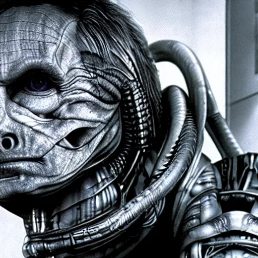 Prompt: film still of saul goodman as reipley in alien, by giger, detailed