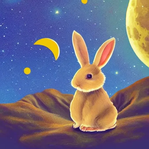 Prompt: rabbit on the moon