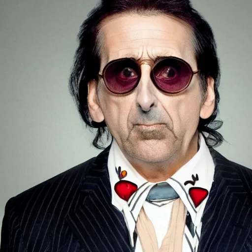 Prompt: photo of the lovechild of alice cooper and steve carell