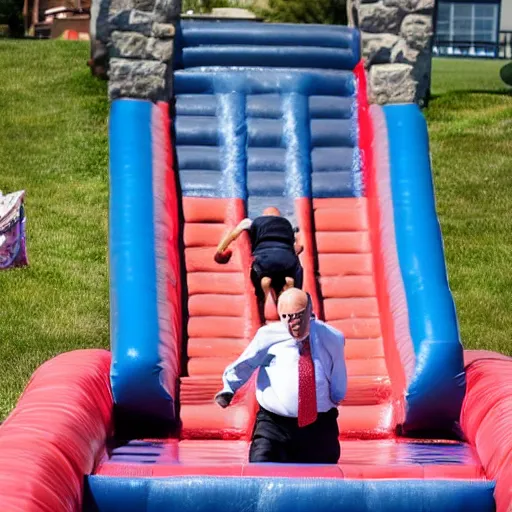 Image similar to rudy giuliani sliding down a waterslide