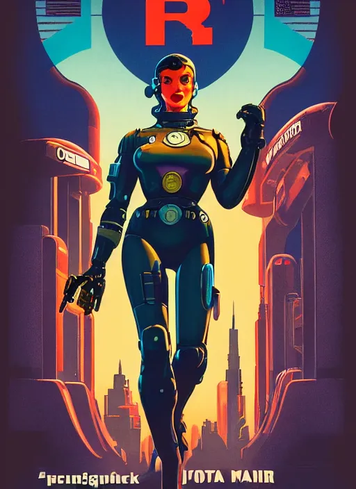 Image similar to american propaganda poster. cyberpunk pilot. portrait by jean giraud and anton otto fischer and john philip falter and will eisner and gil elvgren and pixar. full body. realistic proportions. science fiction d & d. overwatch, rb 6 s, cyberpunk 2 0 7 7, blade runner 2 0 4 9. cel shading. thick lines.