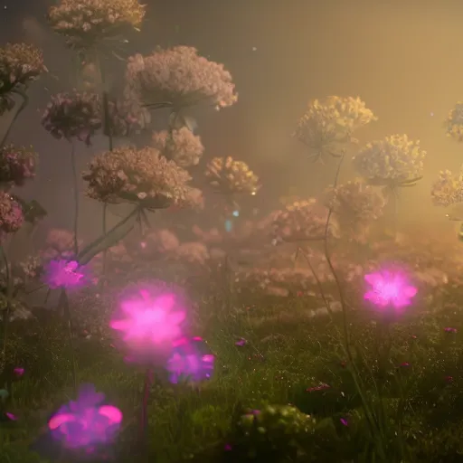 Prompt: Luminescent flower blooming at twilight, cgsociety, r /art, trending on artstation, artstationHD, octane render, highly detailed, vray, volumetric lighting, unreal engine, cinema 4d