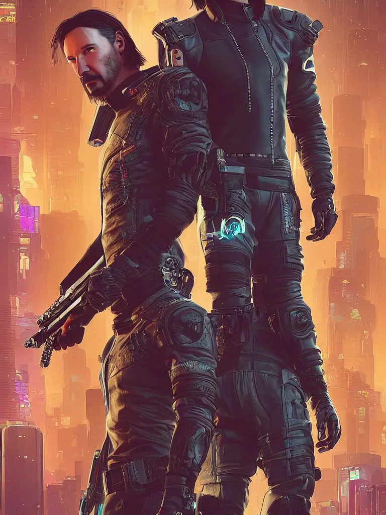 Prompt: a cyberpunk 2077 wedding couple portrait of Keanu Reeves and V in love story,pray,hug,hold,kiss,film lighting,by Lawrence Alma-Tadema,Andrei Riabovitchev,Laurie Greasley,Dan Mumford, John Wick,Speed,Replicas,artstation,deviantart,FAN ART,full of color,Digital painting,face enhance,highly detailed,8K,octane,golden ratio,cinematic lighting, no extra heads, no extra people