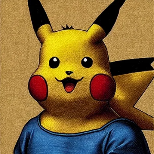 Prompt: pikachu painted by leonardo da vinci