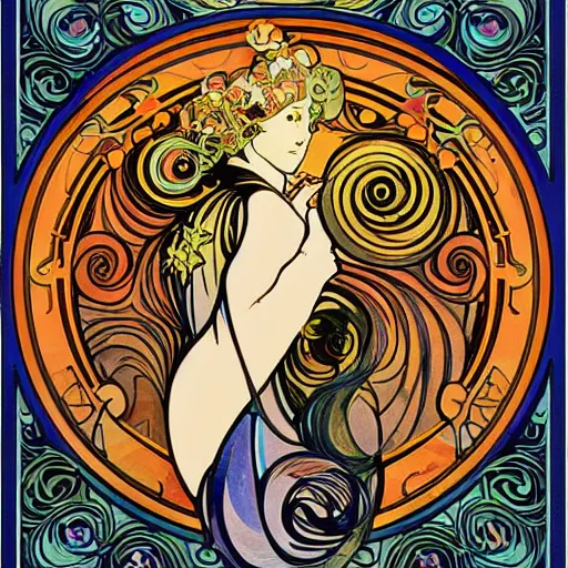 Image similar to swirls and graphics elements from a poster by alphonse mucha, art nouveau, graphic, circular h 7 0 4